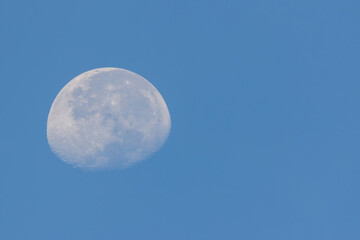 Waxing cresent moon in the blue sky