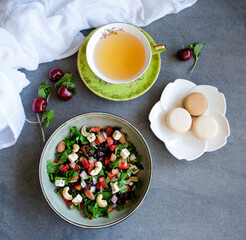 Homemade Middle Eastern cuisine / Tabbourleh Salad Macron and Tea / Delicious and a healthy lifestyle