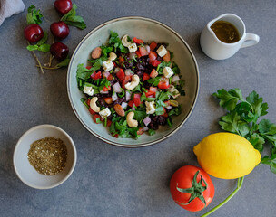 Homemade Middle Eastern cuisine / Tabbourleh Salad Macron and Tea / Delicious and a healthy lifestyle