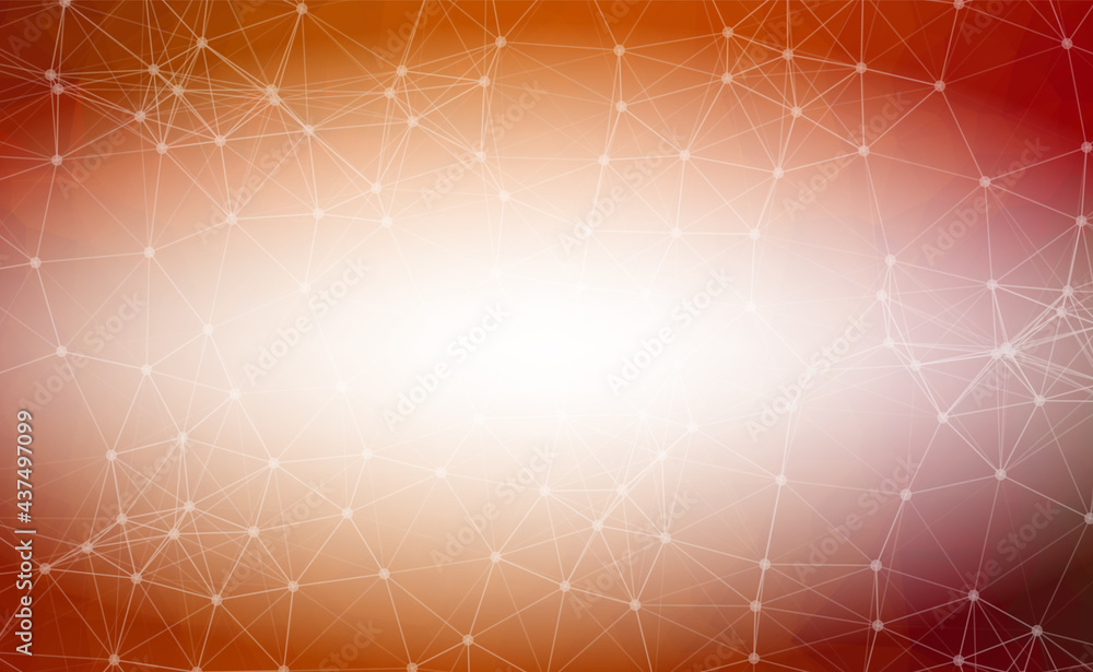 Poster geometric orange polygonal background molecule and communication. connected lines with dots. minimal