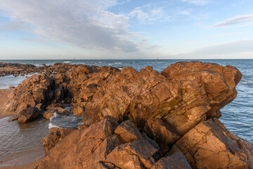 Obraz premium The Atlantic Ocean seen from the rocky coast of Les Sables d'Olonne.