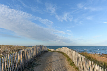 Fototapeta na wymiar Path along the Atlantic Ocean on the Sables d'Olonne coast.