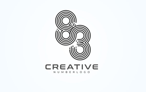 Abstract 83 Number Logo. number 83 monogram line style, usable for anniversary, business and logos, flat design logo template, vector illustration