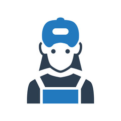Female mechanic icon vector graphic illustration