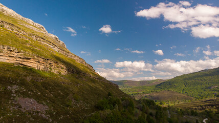 Pasiega Mountains in the north of Spain from a Drone view
