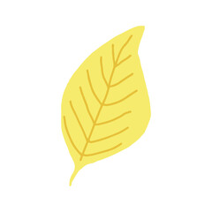 leaf icon in trending colors 2021. hand drawn doodle. vector, minimalism. autumn, leaves, sticker. orange, yellow