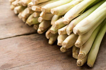 Lemongrass on an old wood background.