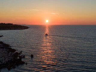 sunset from Agios Spyridon beach corfu