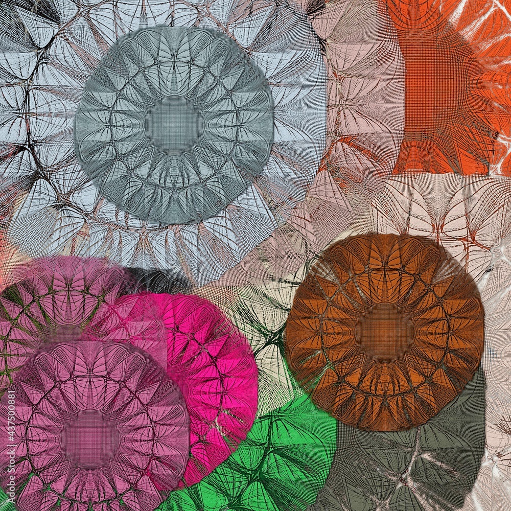 Poster abstract decorative multicolor texture kaleidoscopic pattern computer generated fractal design.