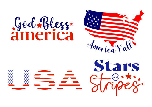 Vector set of graphic design 4th of july. Independnce day illustrattion Quotes and logo design. Vector Illustrate