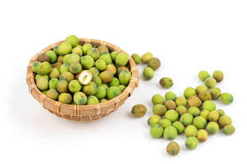 Fresh lotus seeds isolated on white background.