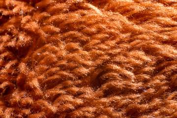Macro photo of brown towel texture background.
