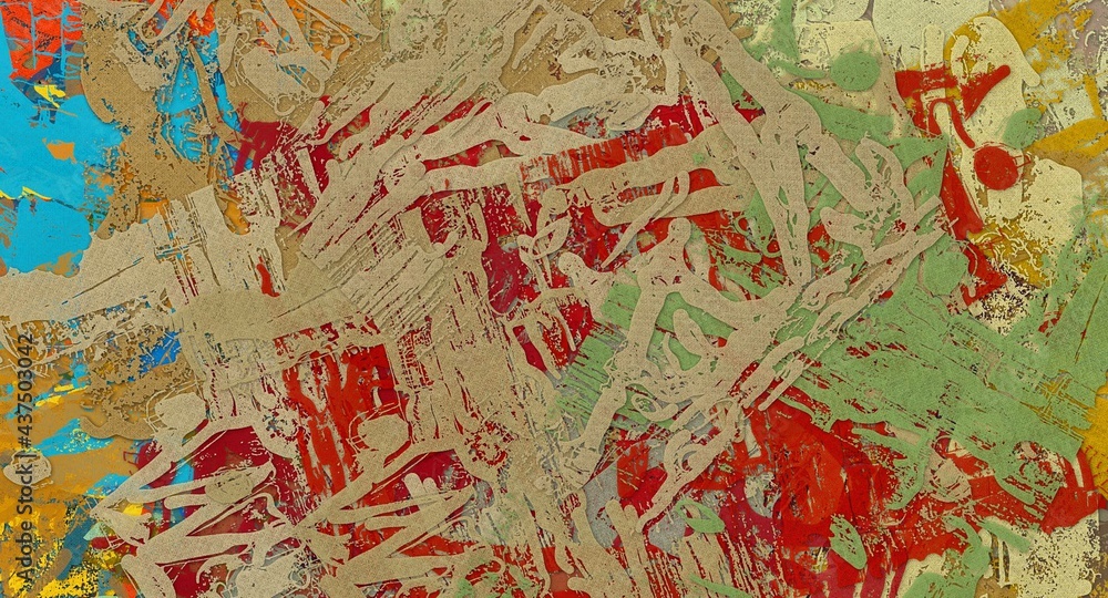 Poster abstract background. psychedelic fractal, texture of brush strokes of colored paint of blurred lines