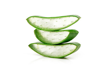 Aloe vera green leaves isolated on white background.