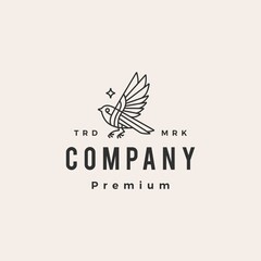 bird star monoline hipster vintage logo vector icon illustration