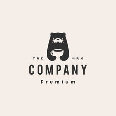 otter coffee hipster vintage logo vector icon illustration