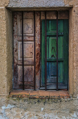 Fototapeta na wymiar Window Of An Abandoned House. Beautiful Window And Old Wall. Texture