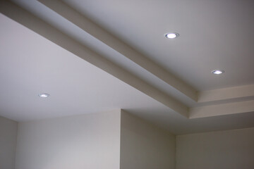 The walls and ceiling have just been painted white. Construction work of a bricklayer in Thailand....