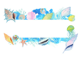 水彩画の海のアイコンフレーム