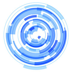 3D circular symbol, abstract lens technology design, rotating vector illustration.