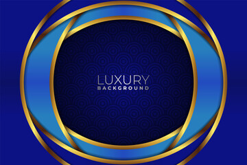Modern Premium Luxury Overlapped Blue and Shiny Golden Background