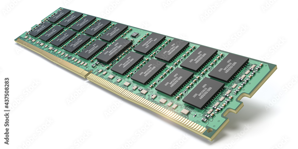 Poster DDR ram computer memory module isolated on white.