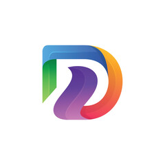 Vector Logo Design Letter D with gradient colorful