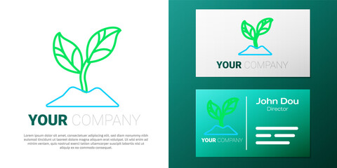 Line Plant icon isolated on white background. Seed and seedling. Leaves sign. Leaf nature. Colorful outline concept. Vector
