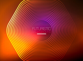 Neon color square shape lines abstract background. Shiny magic energy and motion concept, vector abstract wallpaper background