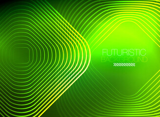 Neon color square shape lines abstract background. Shiny magic energy and motion concept, vector abstract wallpaper background