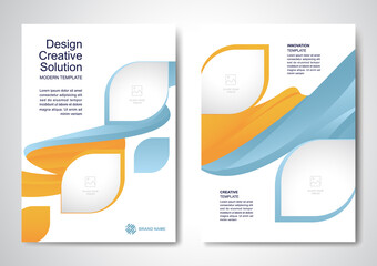 Template vector design for Brochure, AnnualReport, Magazine, Poster, Corporate Presentation, Portfolio, Flyer, infographic, layout modern with Orange color size A4, Front and back, Easy to use.