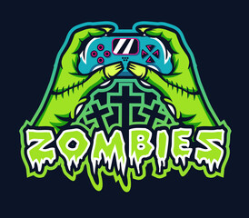 Zombie Hand Holding Joystick Gaming Mascot Esport Logo