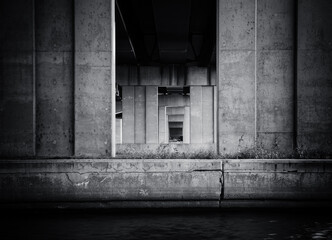 Fototapeta na wymiar Under the bridge in Montreal Quebec