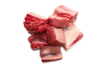 Obraz premium Raw beef ribs isolated on white background.