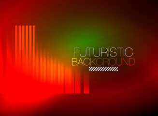 Bright neon color techno abstract background, shiny glowing neon lines in the dark background
