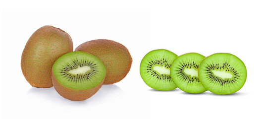 Fototapeta premium Green Kiwi fruit isolated on white background
