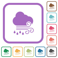 Windy and rainy weather simple icons