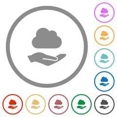 Cloud services flat icons with outlines
