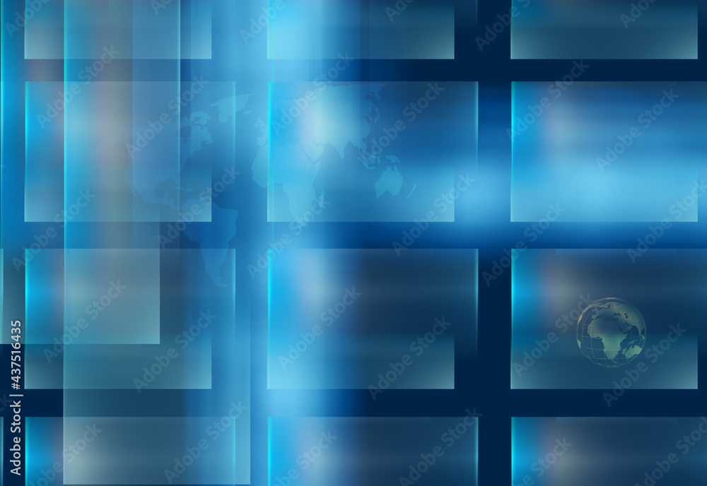 Poster 3d graphical abstract background with earth globe behind the futuristic grid