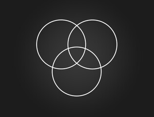 Venn diagram made up of chalk lines and RGB colours on a black background.