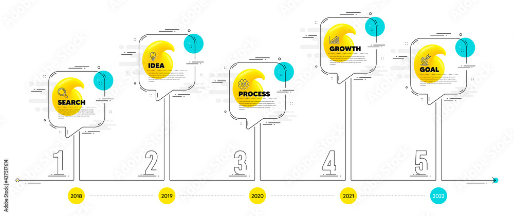 Poster timeline infographic diagram with numbers. quote mark speech bubble banners. quotation dialog messag