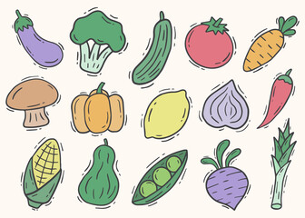 fruit and vegetable doodle vector