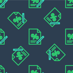 Obraz premium Line Finance document icon isolated seamless pattern on blue background. Paper bank document for invoice or bill concept. Vector