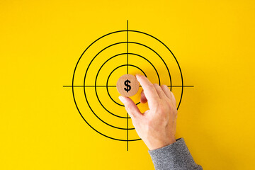 Dollar icon, in the center of the target on a yellow background.