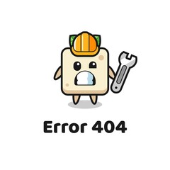 error 404 with the cute tofu mascot