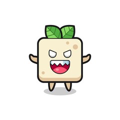 illustration of evil tofu mascot character