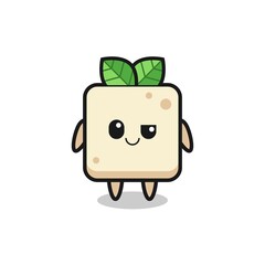 tofu cartoon with an arrogant expression