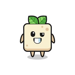 cute tofu mascot with an optimistic face
