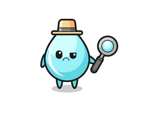 Obraz premium the mascot of cute water drop as a detective