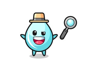 illustration of the water drop mascot as a detective who manages to solve a case